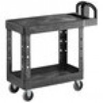 Rubbermaid® FG450500BLA Black Small Flat Two Shelf Utility Cart with Ergonomic Handle