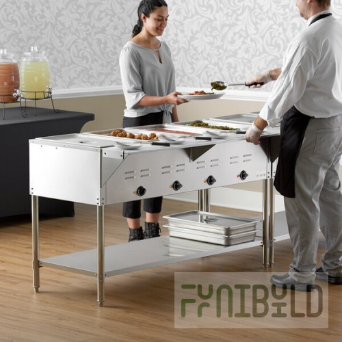 Avantco STE-4SA Four Pan Open Well Electric Steam Table with Undershelf - 120V, 2000W