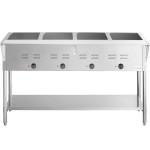 Avantco STE-4SA Four Pan Open Well Electric Steam Table with Undershelf - 120V, 2000W