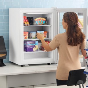 Avantco CFM3 White Customizable Countertop Display Freezer with Swing Door Avantco CFM3 White Customizable Countertop Display Freezer with Swing Door
