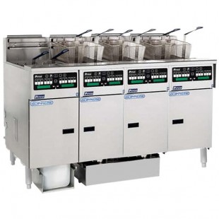 Pitco® SSHLV14C-4/FDP Solstice Supreme Natural Gas 128 lb. Reduced Oil Volume / High Output 4 Unit Fryer System with Intellifry Computer Controls and Push Button Top Off - 300,000 BTU Pitco® SSHLV14C-4/FDP Solstice Supreme Natural Gas 128 lb. Reduced Oil Volume / High Output 4 Unit Fryer System with Intellifry Computer Controls and Push Button Top Off - 300,000 BTU