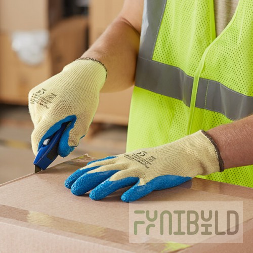 Cordova Power-Cor Yellow Cut Resistant Gloves with Blue Latex Palm Coating - Vendpacked - Extra Large