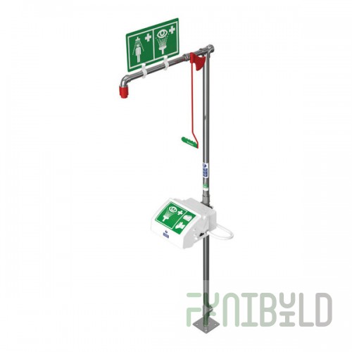 Hughes Floor-Mount Unheated Combination Safety Shower and Eye / Face Wash Station with Closed Bowl 18G45G