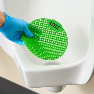 Lavex Evergreen Scent 2-Sided Vinyl Deodorizing Urinal Screen - 12/Case Lavex Evergreen Scent 2-Sided Vinyl Deodorizing Urinal Screen - 12/Case