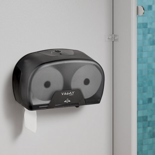 Morcon Morsoft M1005 Black Double Roll Small Core Toilet Paper Dispenser