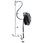 Equip by T&S 5HR-232-01XE1 35' Open Hose Reel System with Wall Mount Base Faucet, Multi-Fit Wall Bracket, and High Flow Spray Valve