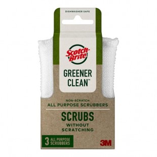 3M Scotch-BriteTM Greener Clean 70007045647 Non-Scratch All-Purpose Scrubber - 3/Pack