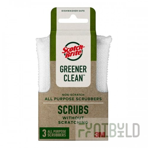 3M Scotch-BriteTM Greener Clean 70007045647 Non-Scratch All-Purpose Scrubber - 3/Pack