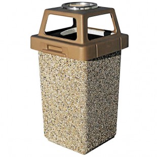 Wausau Tile TF1009 30 Gallon Concrete Square Outdoor Trash Can with Plastic 4-Way Lid and Ashtray Wausau Tile TF1009 30 Gallon Concrete Square Outdoor Trash Can with Plastic 4-Way Lid and Ashtray