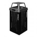 Ex-Cell Kaiser Outdoor Kaleidoscope Collection RC-KDX36-T BLK 36 Gallon Black Gloss Trash Can