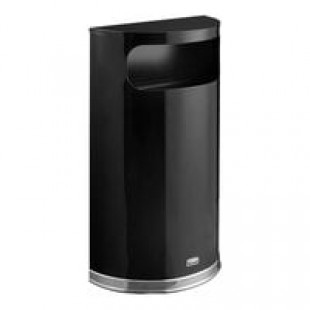 Lancaster Table & Seating 9 Gallon Black Powder-Coated Metal Half Round Decorative Trash Can with Side Opening Lancaster Table & Seating 9 Gallon Black Powder-Coated Metal Half Round Decorative Trash Can with Side Opening