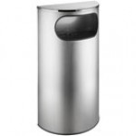 Lancaster Table & Seating 9 Gallon Black Powder-Coated Metal Half Round Decorative Trash Can with Side Opening