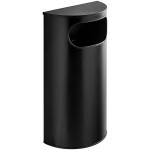 Lancaster Table & Seating 9 Gallon Black Powder-Coated Metal Half Round Decorative Trash Can with Side Opening