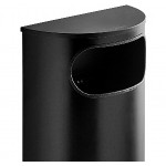 Lancaster Table & Seating 9 Gallon Black Powder-Coated Metal Half Round Decorative Trash Can with Side Opening
