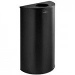Lancaster Table & Seating 9 Gallon Black Powder-Coated Metal Half Round Decorative Trash Can with Side Opening
