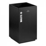 Lancaster Table & Seating 9 Gallon Black Powder-Coated Metal Half Round Decorative Trash Can with Side Opening
