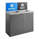 Lancaster Table & Seating 9 Gallon Black Powder-Coated Metal Half Round Decorative Trash Can with Side Opening