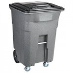 Toter ANA48-56599 48 Gallon Blackstone Rotational Molded Wheeled Rectangular Trash Can with Lid