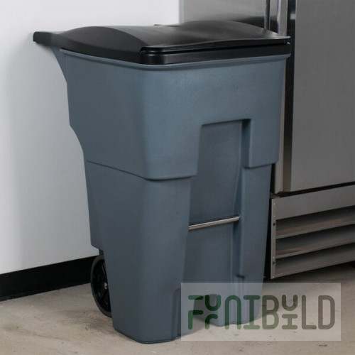 Rubbermaid® FG9W2200GRAY BRUTE 95 Gallon Gray Wheeled Rectangular Trash Can with Lid