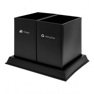 CSL reCollect2 RC2-BLK-8.0 22 Qt. Black Trash and Recycling Bin with Recycle and Trash Logo and Base CSL reCollect2 RC2-BLK-8.0 22 Qt. Black Trash and Recycling Bin with Recycle and Trash Logo and Base