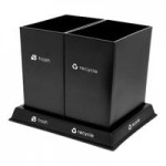 CSL reCollect2 RC2-BLK-8.0 22 Qt. Black Trash and Recycling Bin with Recycle and Trash Logo and Base