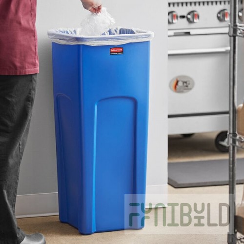 Rubbermaid® FG356973BLUE Untouchable 23 Gallon Blue Square Recycling Container