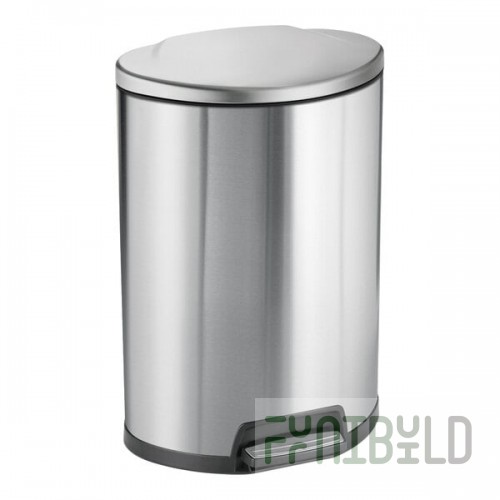 Tramontina 81200/504 13 Gallon Stainless Steel D-Shape Step-On Indoor Decorative Trash Can with Soft Close Lid