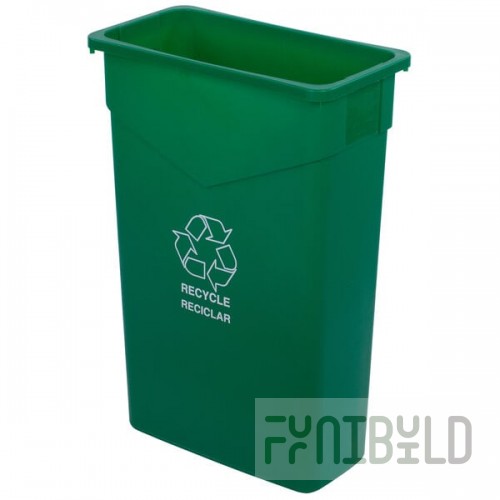 Carlisle 342023REC09 Trimline 23 Gallon Green Slim Rectangular Recycle Bin