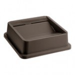 Lavex 35 / 50 Gallon Beige Square Trash Can Drop Shot Lid