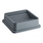 Lavex 35 / 50 Gallon Beige Square Trash Can Drop Shot Lid
