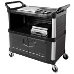 Rubbermaid® FG409500BLA Xtra Black 300 lb. Equipment Cart with Lockable Doors