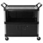 Rubbermaid® FG409500BLA Xtra Black 300 lb. Equipment Cart with Lockable Doors
