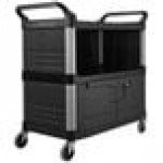 Rubbermaid® FG409500BLA Xtra Black 300 lb. Equipment Cart with Lockable Doors