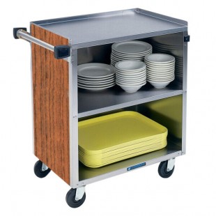Lakeside 622VC 3 Shelf Medium Duty Stainless Steel Utility Cart with Enclosed Base and Victorian Cherry Finish - 19