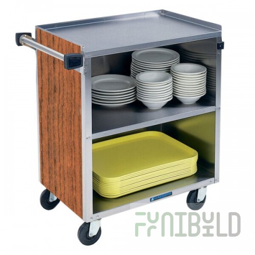 Lakeside 622VC 3 Shelf Medium Duty Stainless Steel Utility Cart with Enclosed Base and Victorian Cherry Finish - 19