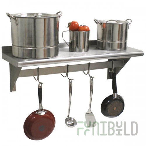 Advance Tabco PS-15-84 Stainless Steel Wall Shelf with Pot Rack - 15