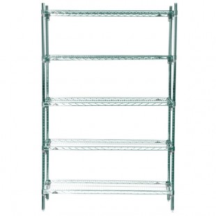 Metro 5A357K3 Stationary Super Erecta Adjustable 2 Series Metroseal Green Wire Shelving Unit - 18 Metro 5A357K3 Stationary Super Erecta Adjustable 2 Series Metroseal Green Wire Shelving Unit - 18