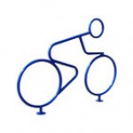 Paris Furnishings Blue Powder Coated Male Biker Shaped Bike Rack Paris Furnishings Blue Powder Coated Male Biker Shaped Bike Rack