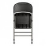 Lancaster Table & Seating Black Contoured Injection-Molded Folding Chair with Charcoal Frame and Gray Legs - 4/Case