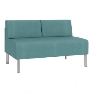 Lesro Luxe Lounge Series Patriot Plus Sea Vinyl Loveseat with Steel Legs