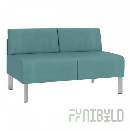 Lesro Luxe Lounge Series Patriot Plus Sea Vinyl Loveseat with Steel Legs