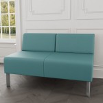 Lesro Luxe Lounge Series Patriot Plus Sea Vinyl Loveseat with Steel Legs Lesro Luxe Lounge Series Patriot Plus Sea Vinyl Loveseat with Steel Legs