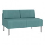 Lesro Luxe Lounge Series Patriot Plus Sea Vinyl Loveseat with Steel Legs Lesro Luxe Lounge Series Patriot Plus Sea Vinyl Loveseat with Steel Legs
