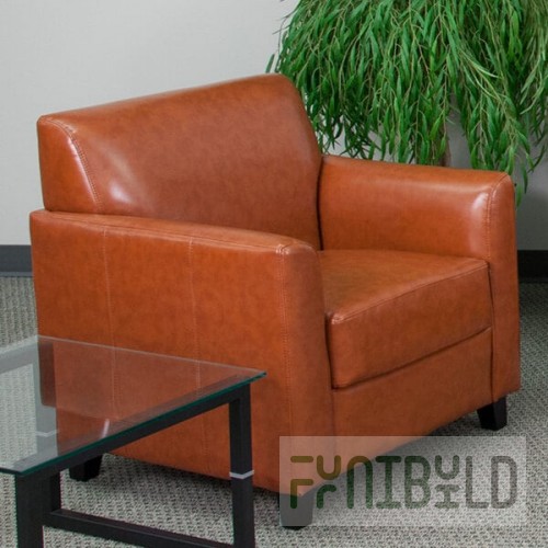 Flash Furniture BT-827-1-CG-GG Hercules Diplomat Cognac Leather Chair with Wooden Feet