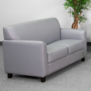 Flash Furniture BT-827-2-GY-GG Hercules Diplomat Gray Leather Loveseat with Wooden Feet Flash Furniture BT-827-2-GY-GG Hercules Diplomat Gray Leather Loveseat with Wooden Feet