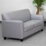 Flash Furniture BT-827-2-GY-GG Hercules Diplomat Gray Leather Loveseat with Wooden Feet