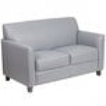 Flash Furniture BT-827-2-GY-GG Hercules Diplomat Gray Leather Loveseat with Wooden Feet