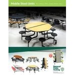 National Public Seating MTS1216-PWTMPC 12' Mobile Plywood Cafeteria Table with Black Powder Coated Frame, T-Molding Edge, and 16 Stools National Public Seating MTS1216-PWTMPC 12' Mobile Plywood Cafeteria Table with Black Powder Coated Frame, T-Molding Edge, and 16 Stools