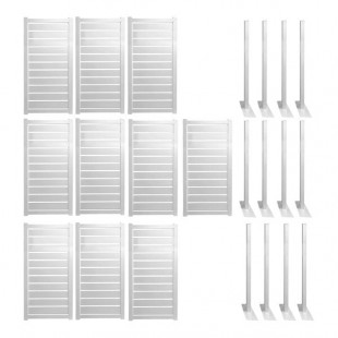 Mod-Fence Mod-Privacy 8' x 40' White Privacy Fence Kit with 10 Fence Panels and 12 Fence Posts Mod-Fence Mod-Privacy 8' x 40' White Privacy Fence Kit with 10 Fence Panels and 12 Fence Posts