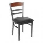 BFM Seating Barrick Clear Coat Steel Side Chair with Autumn Ash Wood Back Panel and Burgundy Vinyl Seat BFM Seating Barrick Clear Coat Steel Side Chair with Autumn Ash Wood Back Panel and Burgundy Vinyl Seat